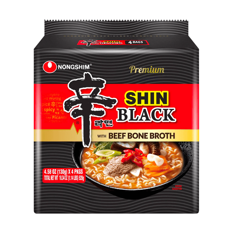 NONGSHIM SHIN RAMEN NOODLES BLACK 4PACK X 8 PCS CASE 農心辛辣麵 黑色 四連包(4X130G) X 12 件 原箱0246C