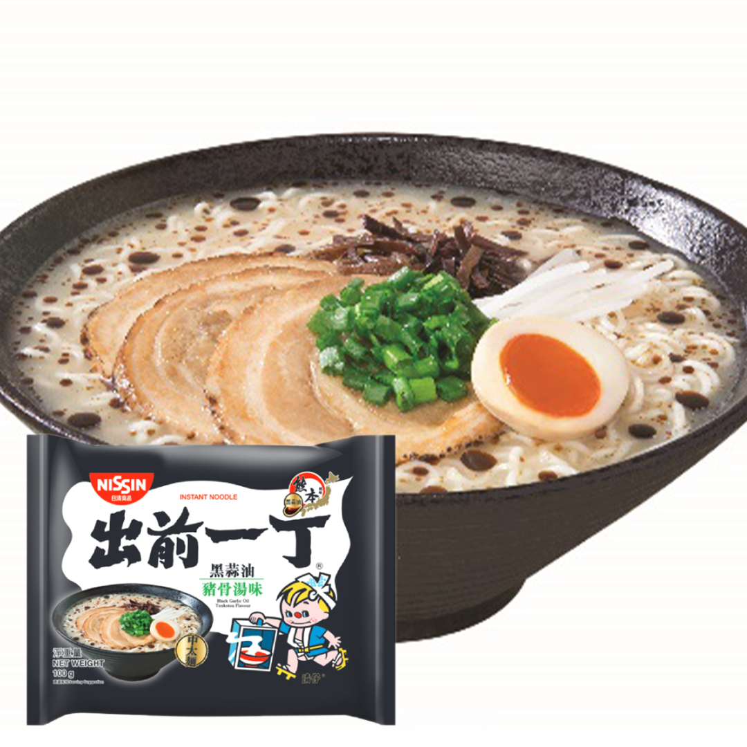 NISSIN BLACK GARLIC OIL NOODLE 100G X 30PCS CASE 香港 出前一丁 黑蒜油豬骨湯麵 X 30件包 原箱 100G 0182C