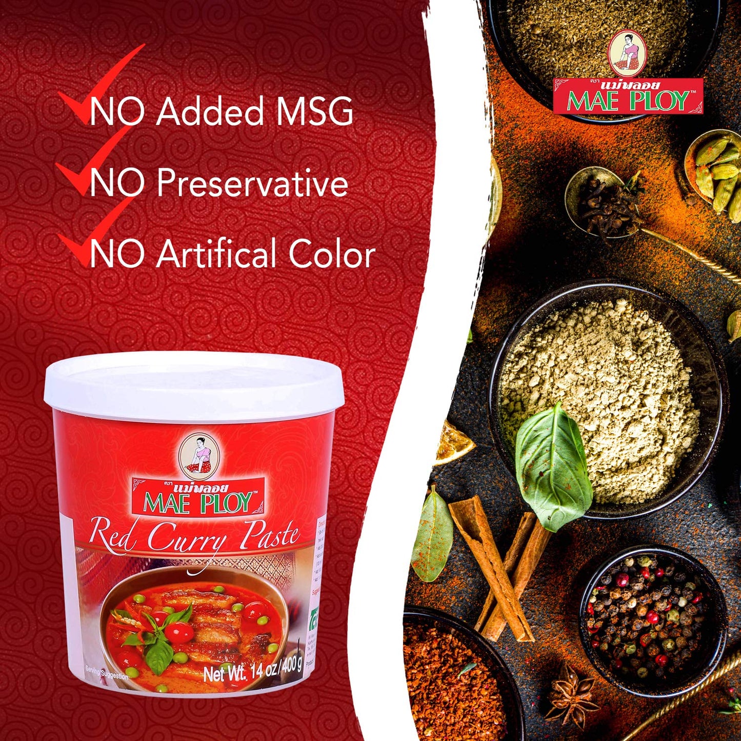MAE PLOY RED CURRY PASTE 400G MAE PLOY 泰娘 紅咖哩醬 400G 0089