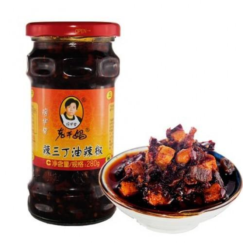 LAOGANMA KOHLRABI PEANUT TOFU CHILLI OIL 280G 老干媽 辣三丁油辣椒 280G 0171