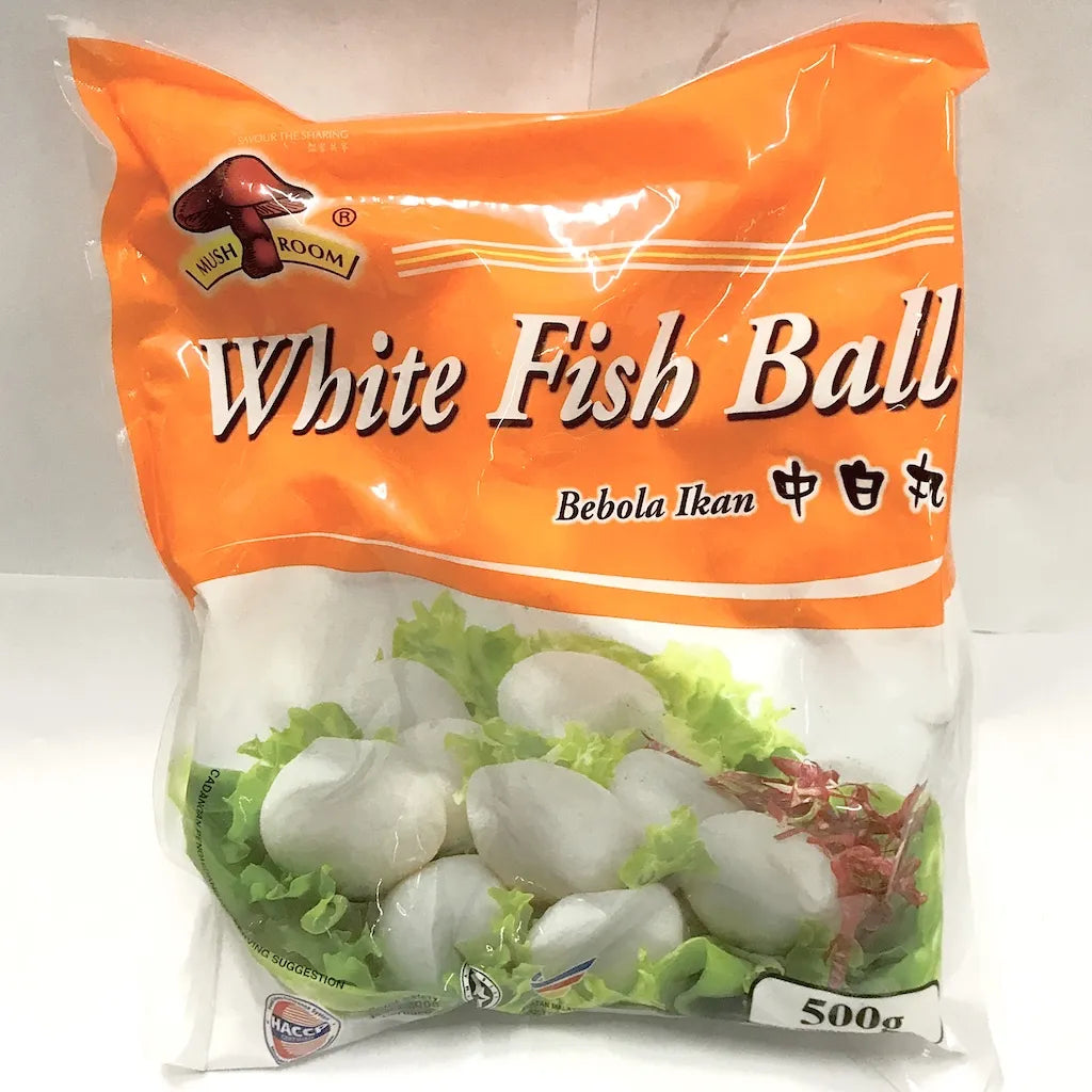 MUSHROOM Medium WHITE FISH BALL 500G 香菇牌 中白魚丸 500G 0243