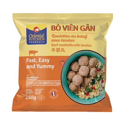 Oriental Kitchen BEEF MEATBLS NERVE 250G X 40 PCS CASE 萬興 牛筋丸250G X 40 件 原箱 0073C