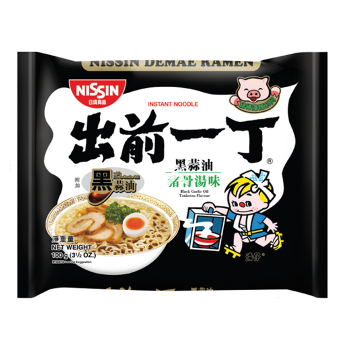 NISSIN BLACK GARLIC OIL NOODLE 100G 香港 出前一丁 黑蒜油豬骨湯麵 100G 0182