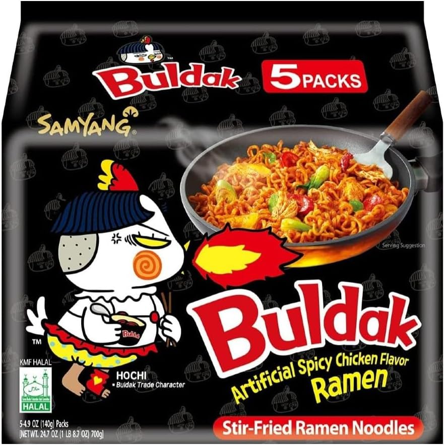 SAMYANG Hot BLACK Chicken Ramen (5packs) X 8 PCS CASE 三養 黑色辣雞拉麵(5連包) X 8 件 原箱 0032C