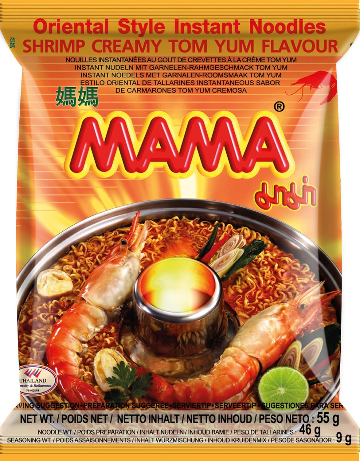 MAMA CREAMY SHRIMR TOM YUM NOODLE 55G X 30 PCS CASE 媽媽牌 泰國濃蝦冬陰麵55G X 30 件 原箱 0051C