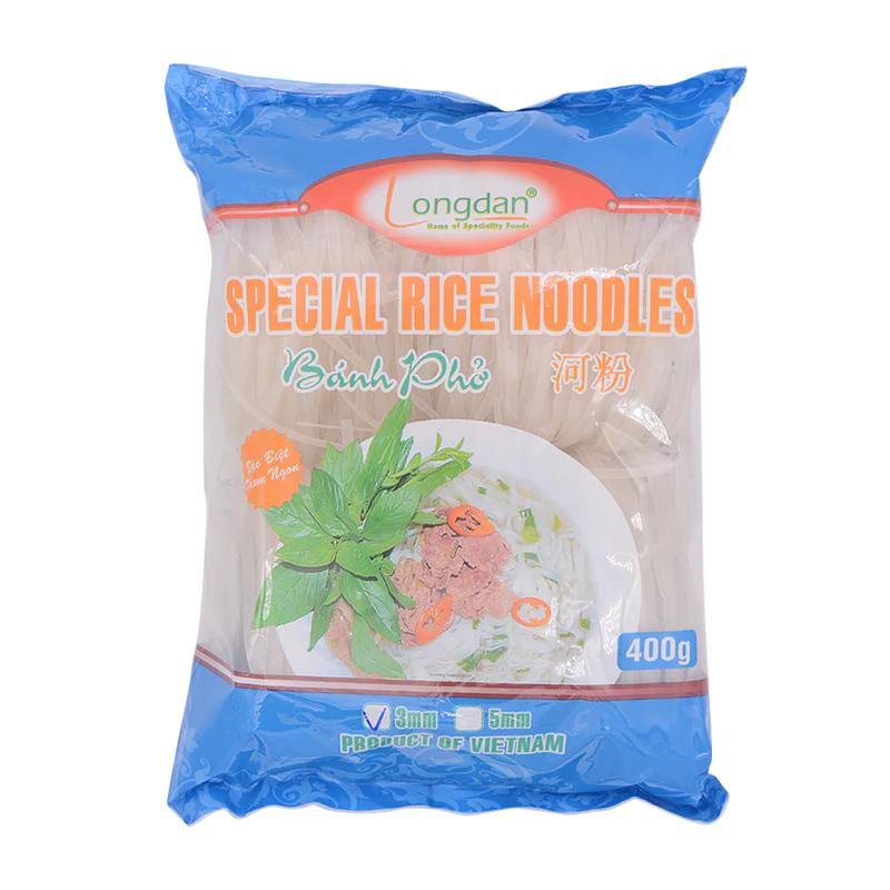 LONGDAN SPECIAL RICE 3MM NOODLES 400G 龍膽 越南河粉 3MM 400G 0705