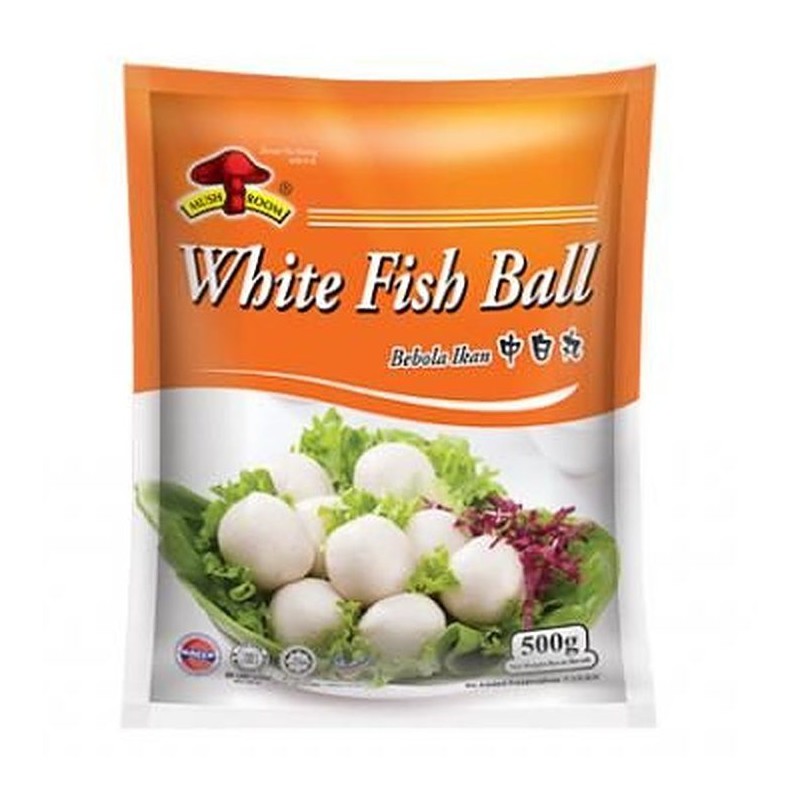 MUSHROOM Medium WHITE FISH BALL 500G 香菇牌 中白魚丸 500G 0243