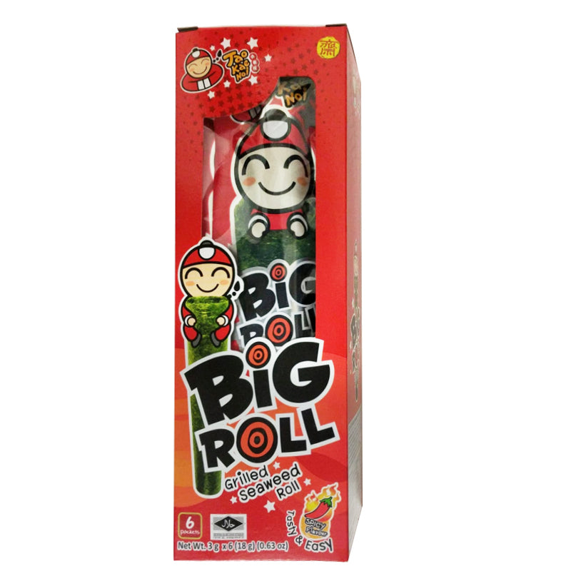 TAO KAE NOI GRILLED SEAWEED HOT & SPICY BIG ROLL 18G X 24 PCS CASE 小老板 紫菜卷香辣味6支 18G X 24 件 原箱 0669C