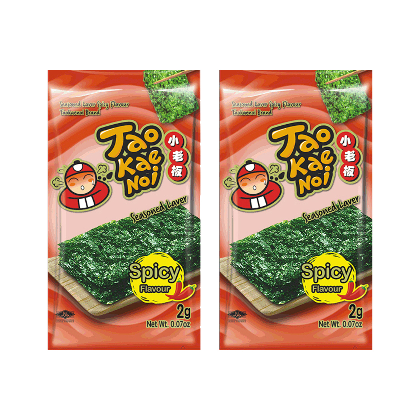 TAO KAE NOI ROASTED SEAWEED LAVER SPICY CLASSIC (8X2G) 16G 小老板 韓式辣烤紫菜 (8X2G) 16G 0667