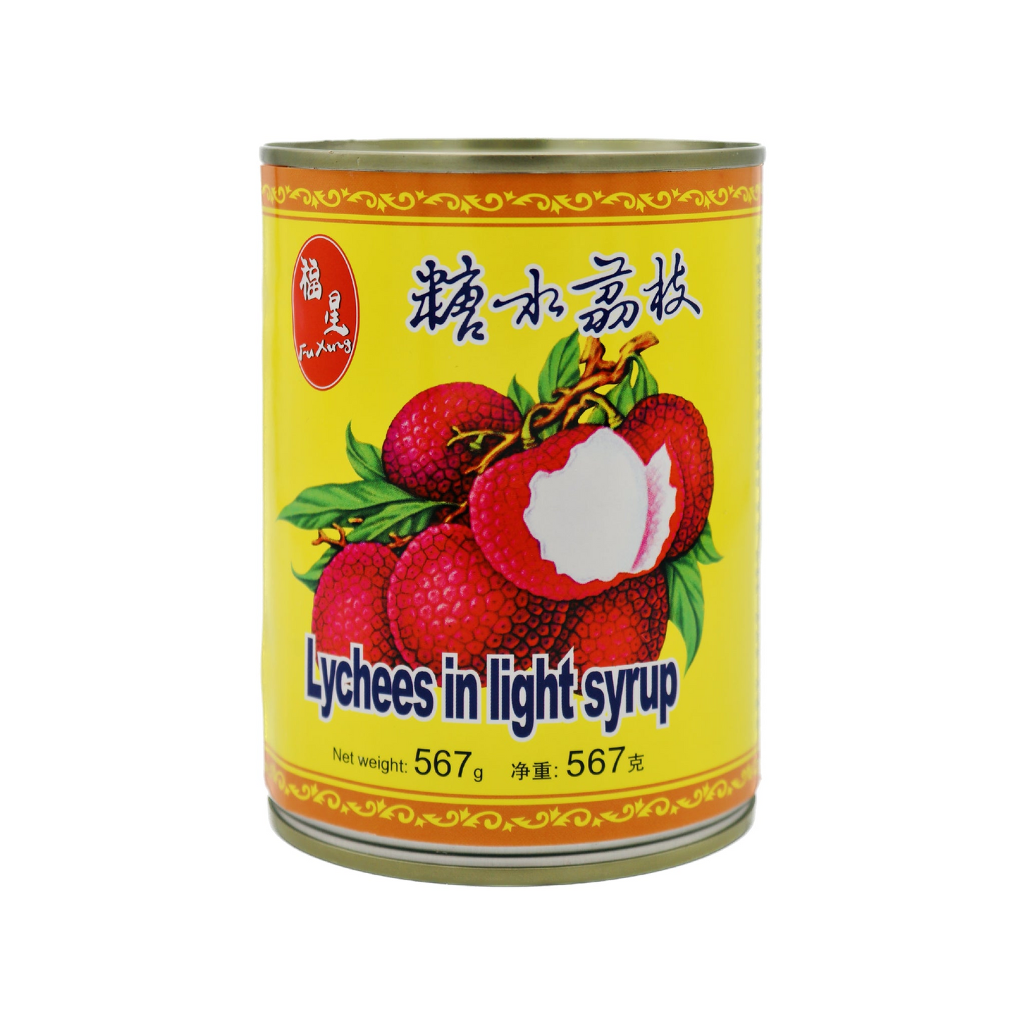 FX LYCHEES IN LIGHT SYRUP 567G X 24 PCS CASE 福星 糖水荔枝 567G X 24 件 原箱 0253C