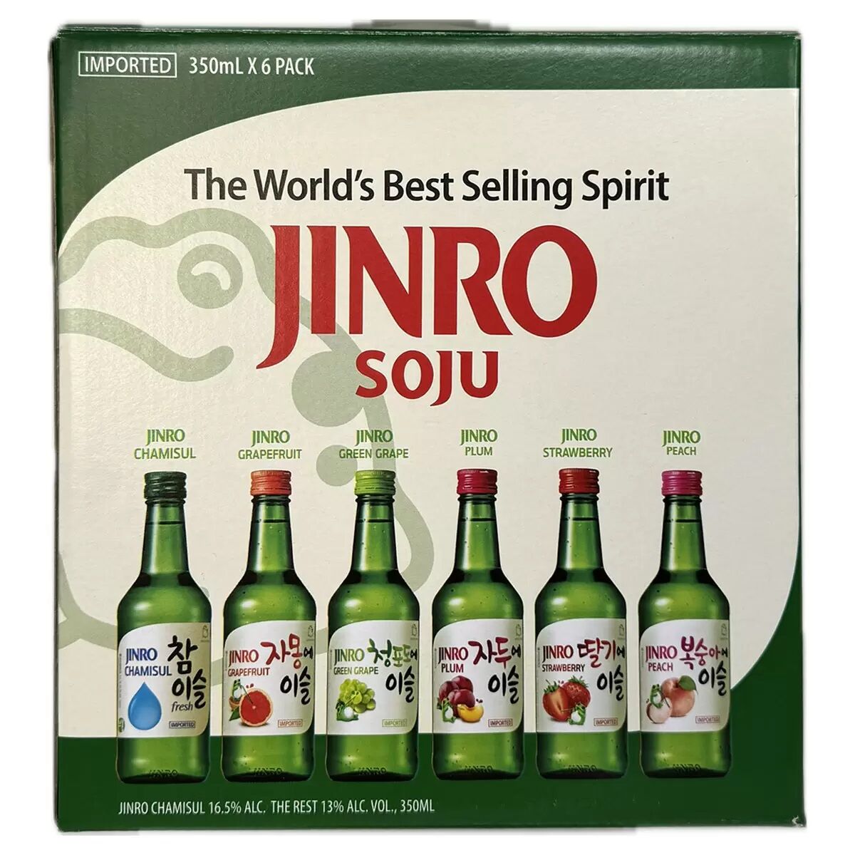 Jinaro Soju, 6 x 350ml ( Mix 6 Pack ) 真露 韓國燒酒 6 x 350 毫升（混合 6 件）0149
