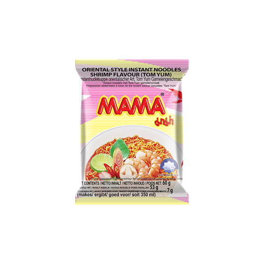 MAMA SHRIMP TOM YUM FLAVOUR NOODLES 60G 媽媽牌 泰國酸辣蝦冬陰麵60G 0016
